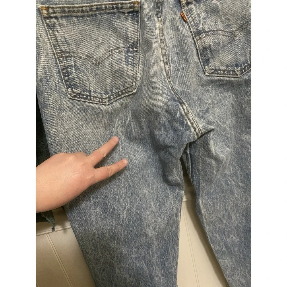 Vintage Levi's 550 Jeans Men's 33x36 Orange Tab Acid Wash Relaxed USA Retro Read